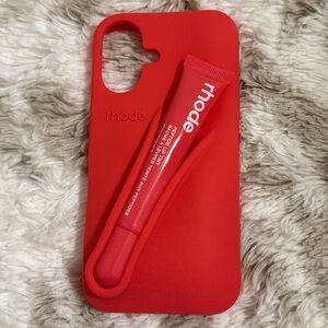 RHODE Vibrant Red Phone Case with Lip Gloss Holder Like New iPhone 16
